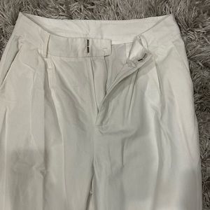 Cream linen straight leg pant